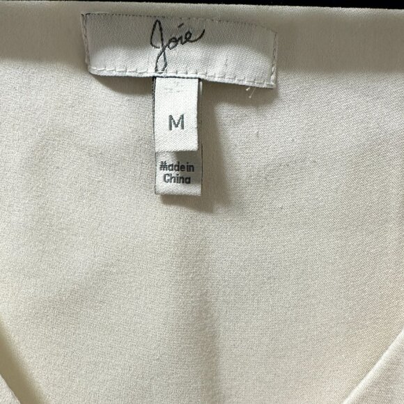 JOIE Cream 100% Silk Womens M Blouse Sleeveless Lightweight Front Split - Picture 2 of 6